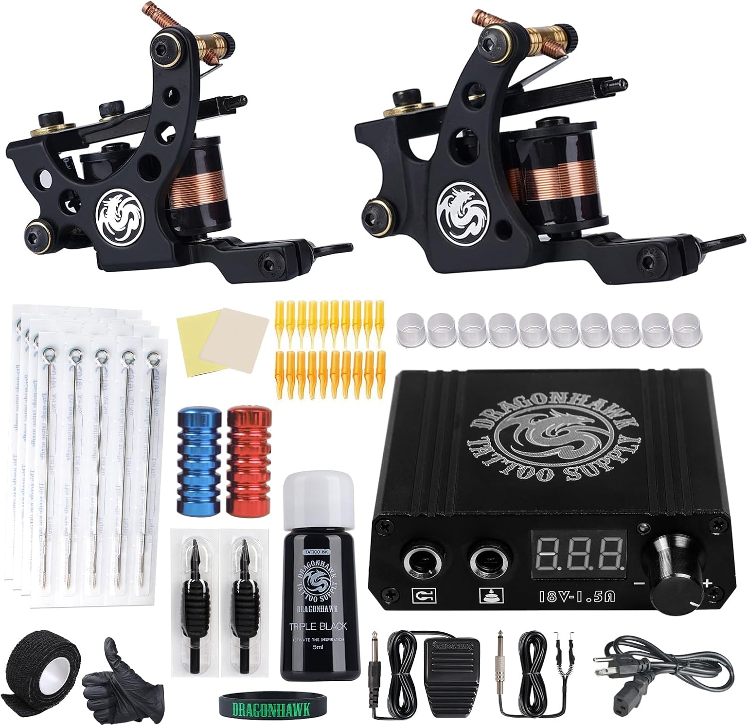 Wizardミリタリーマシン Dragonhawkペン型マシン2個セット！！ Dragonhawk New Tattoo Kit Motor Pen 2 Machine Gun Color Inks Power